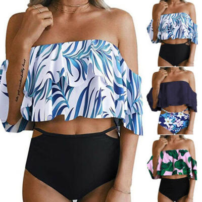 

2019 Women Sexy Bikini Set Ruffle Vintage Swimsuit Swimwear Bathing Suit Beach
