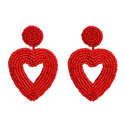 

2019 New Heart Beads Gold Metal Love Drop Earrings Hollow Geometric Earrings Women Gifts Jewelry Brincos