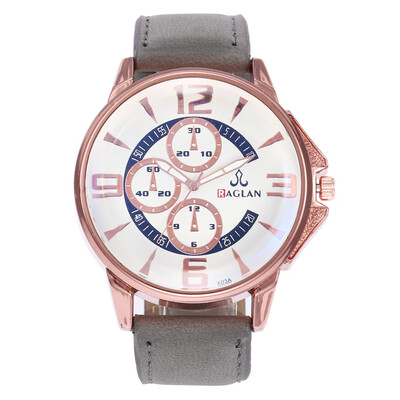 

New mens three-eye digital large dial belt quartz