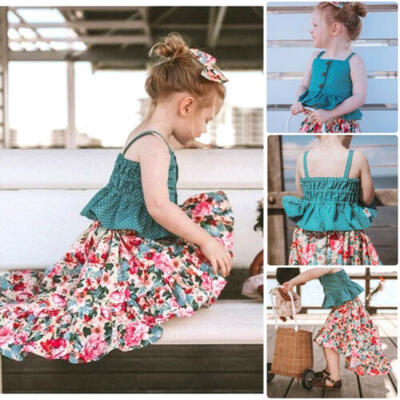 

Toddler Kids Baby Girls Princess Floral Top Skirt Dress Outfits Clothes
