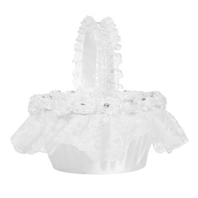 

Greensen Elegant Large Wedding Flower Girl Basket With White Lace Decorated Candy Basket