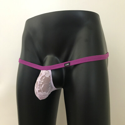 

Mens Ultra-thin Lace Underwear Sexy G-string Briefs Bulge T-back Bikini Sissy