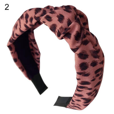 

Fashion Leopard Print Womens Headwear Twist Knotted Hair Hoop Wide Headband