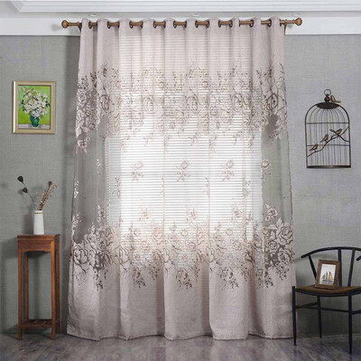 

Gobestart Lattice Sheer Curtain Tulle Window Treatment Voile Drape Valance 1 Panel Fabric