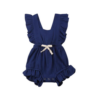 

Infant Baby Ruffle Bowknot Jumpsuit Kids Girl Sleeveless Candy Color Romper
