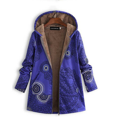 

Women Winter Warm Fleece Lined Hooded Jacket Parka Floral Coat Jacket Outwear