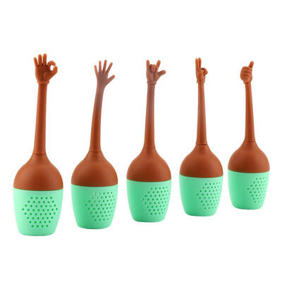 

Greensen 5PCS Funny Hand Gestures Tea Infuser Strainer FDA Grade Silicone Loose Leaf Brewing Tools