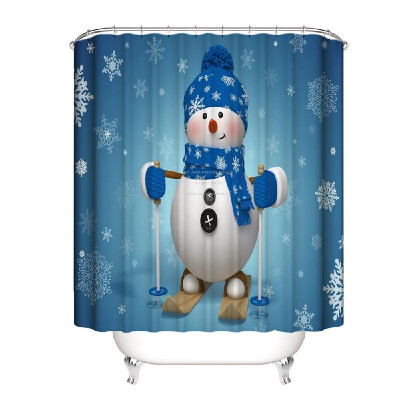 

Christmas B Style 3D Digital Printing Bathroom Four-Piece Multicolor Snowman Skiing Pattern Waterproof Durable Bathroom Four-Piece