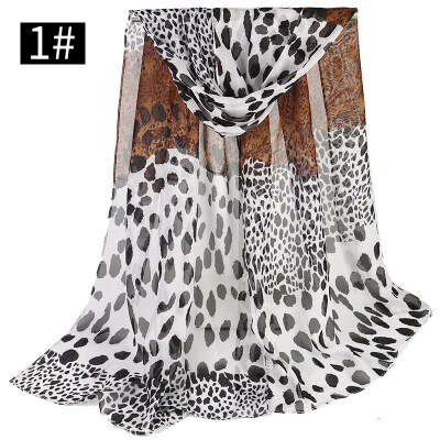 

Korean version of the leopard stitching chiffon scarves scarf ladies long spring&summer sunscreen silk scarf high-grade silk scarves wholesale