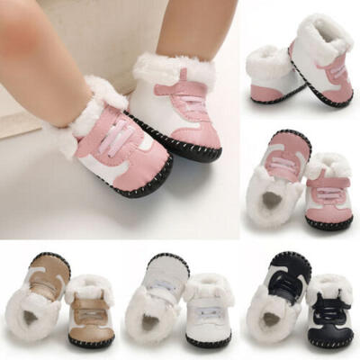 

Unisex Ankle Boots Pram Shoes Fleece Warm Anti-slip Baby Soft Soled Boots 0-18M