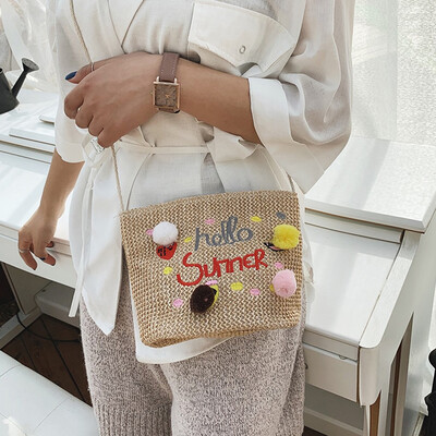 

Tailored Women Ladies Girls Fashion Straw Hair Ball Shoulder Handbag Purse Crossbody Bag