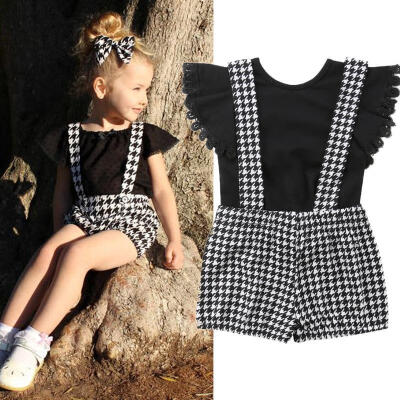 

Newborn Toddler Kids Baby Girls Sleeveless Beach Tops Bib Pants Outfits Clothes