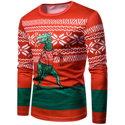 

Christmas 3D Dinosaur Printed Crew Neck T-shirt