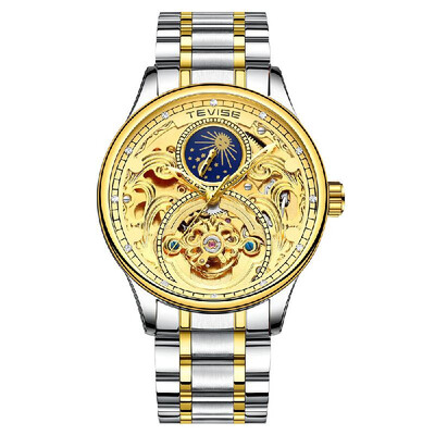 

TEVISE T820A Business Men Automatic Mechanical Watch Moon Phase Time Display Fashion Casual Stainless Steel Strap 3ATM Waterproof
