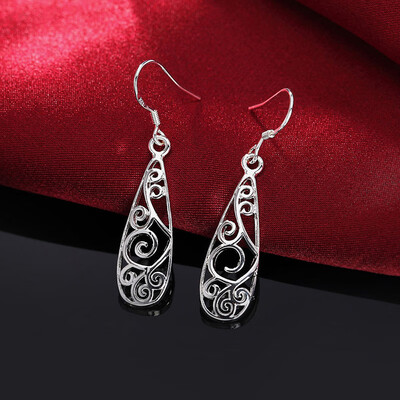 

Fashion Court Retro Hollow Drop Silver Earrings Ladies