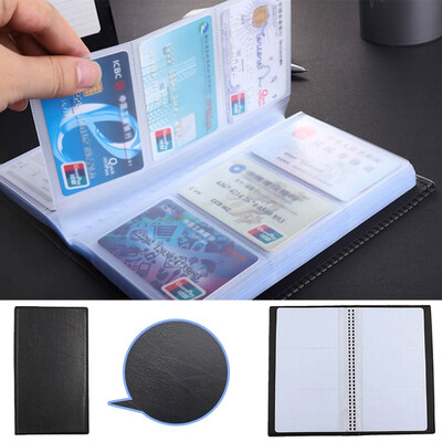 

〖Follure〗Black Leather 120 Business Name Card Holder Book Wallet Cover Case Pouch Folder