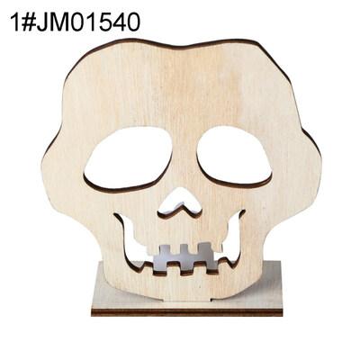 

Wooden Pumpkin Skull LED Light Stand Desktop Decor Halloween Party Supplies