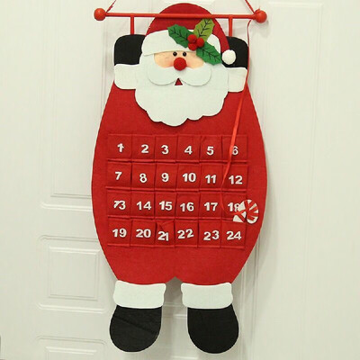 

Christmas Countdown Calendar Felt Cloth Santa Claus Snowman Elk Ornaments Xmas Gift New Year Home Office Pendant Decoration Prop