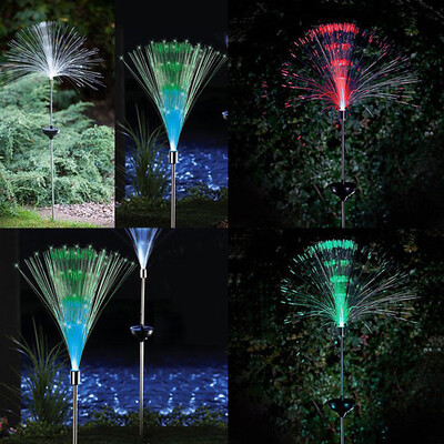 

〖Follure〗2pc Solar Fiber Lawn Lamp LED Outdoor Decorative Lawn Lights Colorful Disc Fiber
