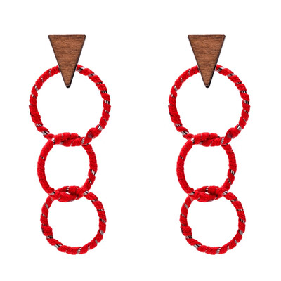 

New Bohemian Donut Dangle Long Earrings For Women Triangle Wood Statement Earrings 2019 Fashion Jewelry