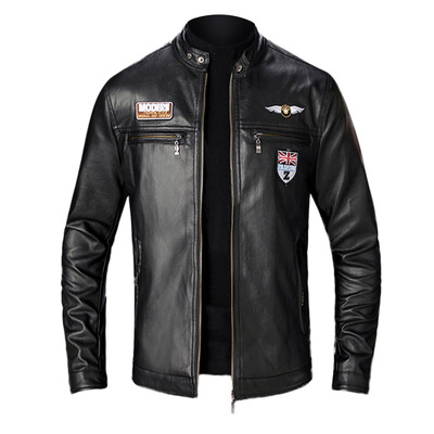 

Gobestart Mens Autumn Winter New Style Slim Leather Jacket Fashion Motorcycle Coat