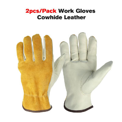 

2pcsPack Work Gloves Cowhide Leather Men Working Welding Gloves Driver Security Protection Gloves Garden Sports MOTO Safety Prote