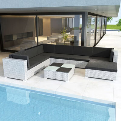 

8 Piece Garden Lounge Set with Cushions Poly Rattan White