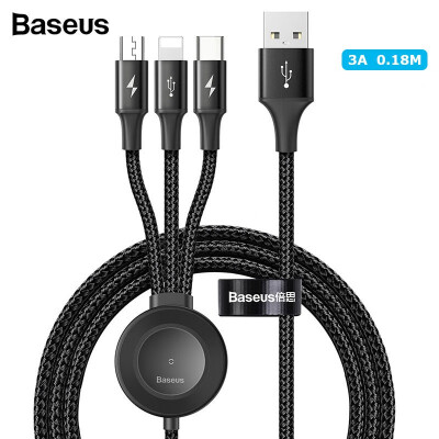 

Baseus 4 in 1 wireless charging cable for Apple Watch USB cable for Micro Typle-C Lighting 12m18cm