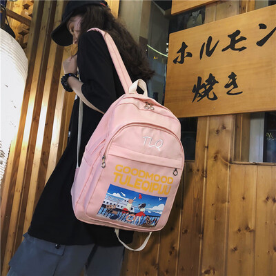

Ins schoolbag female Korean version of high school backpack college students simple old fashionable shoulder bag