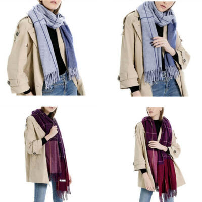 

Lady 1Pc Warm Fashion Women Blanket Oversized Tartan Scarf Wrap Shawl Plaid Cozy