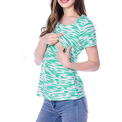 

Women Summer Cotton T Shirts Tops Clothing Striped Loose Fashion Maternity Clothes Breastfeeding Nursing Top Women T-shirt
