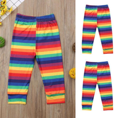 

Toddler Kids Baby Girls Casual Rainbow Skinny Leggings Stretchy Pants Trousers