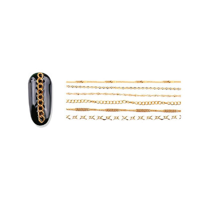 

6 GridBag 3D Metal Nail Art Decoration Gold Metal Chain Beads Line Multi-size DIY Manicure Nail Jewelry Decoration