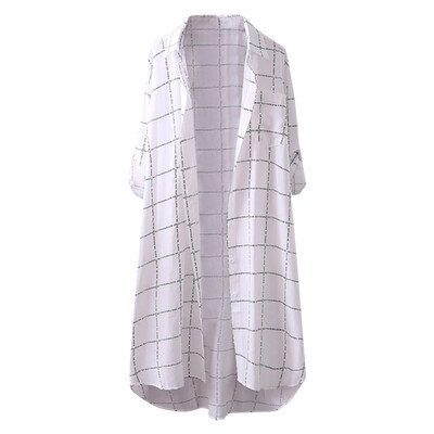 

Toponeto Women Casual Letter Loose Turn-down Collar Button Up Plaid Shirt Blouse Coat