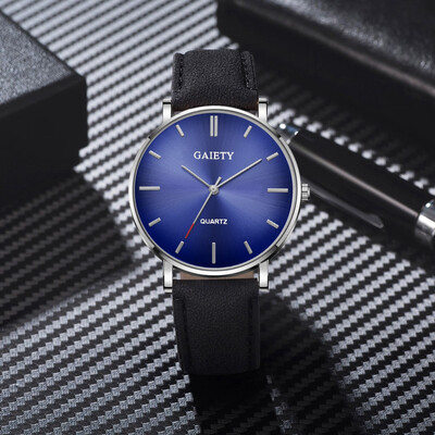 

Gobestart Fashion Simple Casual Mens Watch Business Leather With Strap Mens Watch