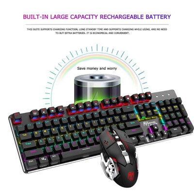 

RKG528 Blue Switch Mechanical Game Keyboard 3200DPI Adjustable Mouse Kit