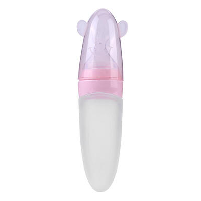 

Newborn Baby Squeezing Feeding Bottle Silicone Training Rice Spoon Utensils