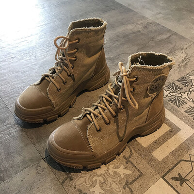 

Retro Martin boots British wind autumn fashion ulzzang desert boots fringed thick-soled locomotive boots