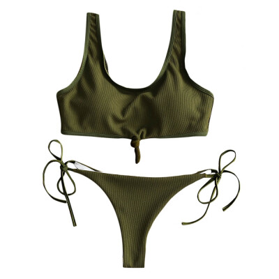 

Ribbed Knot Bikini Set