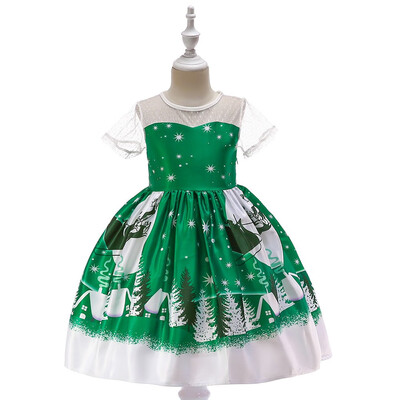 

Toddler Kids Baby Girl Santa Print Lace Princess Dress Christmas Outfits Clothes