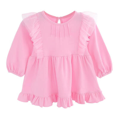 

Girls Pink Princess Dress Spring Half Sleeve Ruffles Cute Dress Party Wear