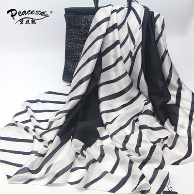 

New scarf Europe&America fashion ink side flower scarf silk print wild scarf sunscreen shawl 009