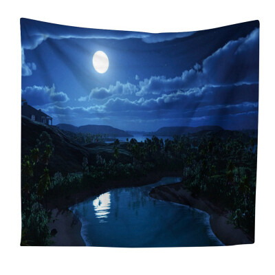 

Full moon Night sky Nordic tapestry wall mount beach towel Living room bedroom dorm decoration