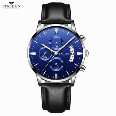 

Gobestart FNGEEN Men Luxury Casual Watch Quartz Waterproof Calendar Leather Belt Watch
