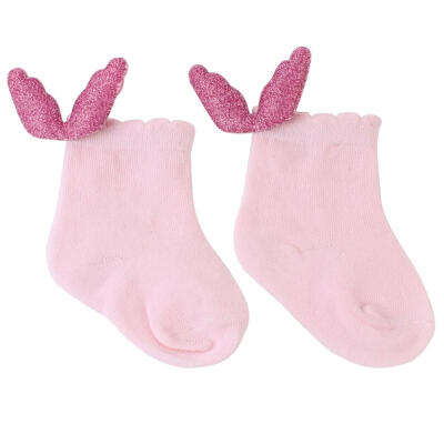 

Cute Baby Cotton Socks Solid Color Angel Wings Knee High Warm Stockings