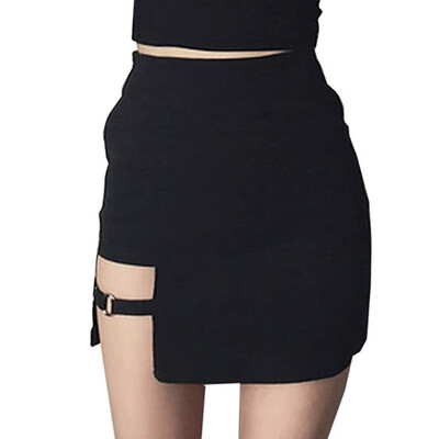 

Sexy Spy Women Skirts Mini Asymmetrical Saias Black High waist Female Jupe Faldas Female Personality Party Skirt