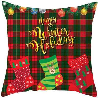 

Siaonvr 2020Merry Christmas Pillow Cases Cotton Linen Sofa Cushion Cover Home Decor