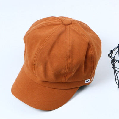 

Hat womens winter Korean style8-angle cap autumn&winter face-showing thin-and-thin-letter embroidery black ducks cap