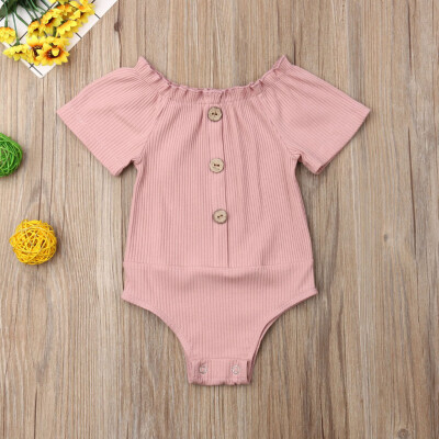 

Infant Baby Kids Girls Solid Ruched Romper Sunsuit Bodysuit Casual Clothes