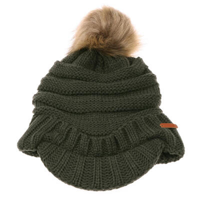 

Fashion Women Stripe Winter Warm Hat Pompom Peaked Knitted Cap Casual Gift